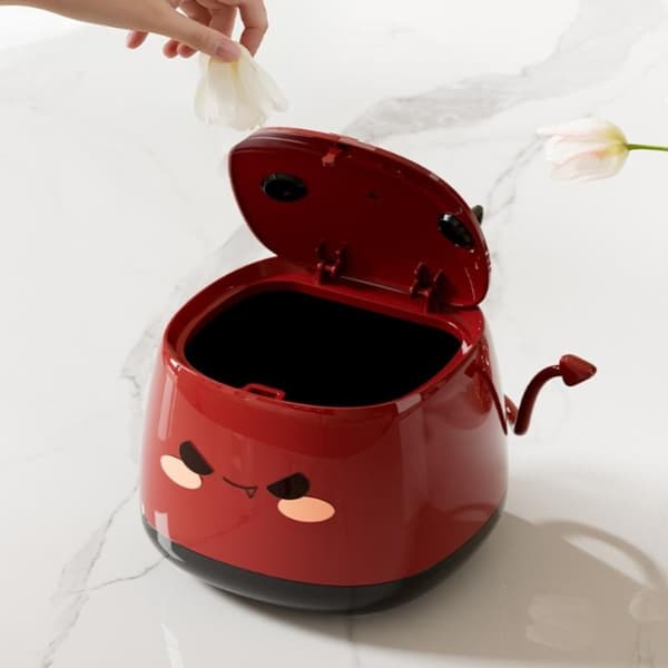 Modern skrivbordsbehållare med pressöppningslock, djävulsformad Red