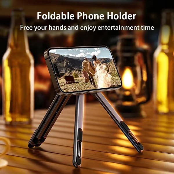 Multifunksjonell magnetisk telefonholder håndholdt selfiestang Fol Black