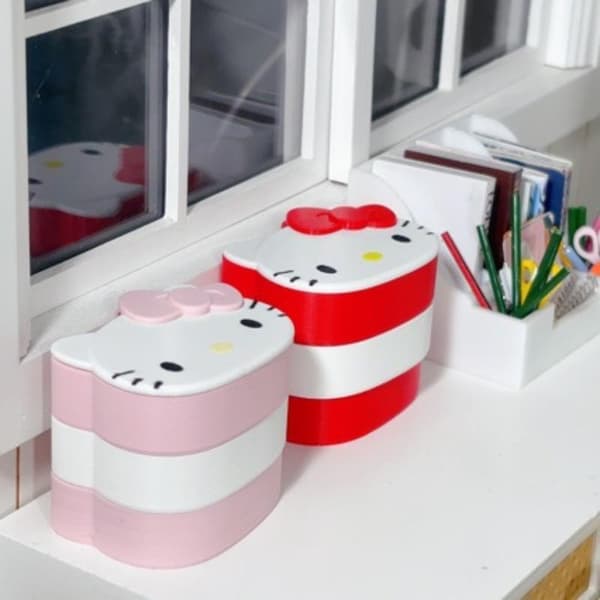 1 stk. dukkehus HelloKitty roterende oppbevaringsboks modell dukketilbehør Pink