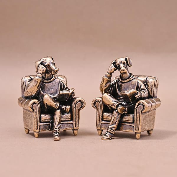 Hund CEO Miniature Figur Retro Skrivebordskontor Indretning Samlerobjekt Copper
