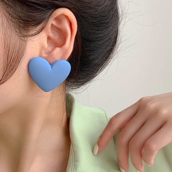 e n Hjerte øredobber Ny trend Boho Geometric Love Heart Stud Ear Blue