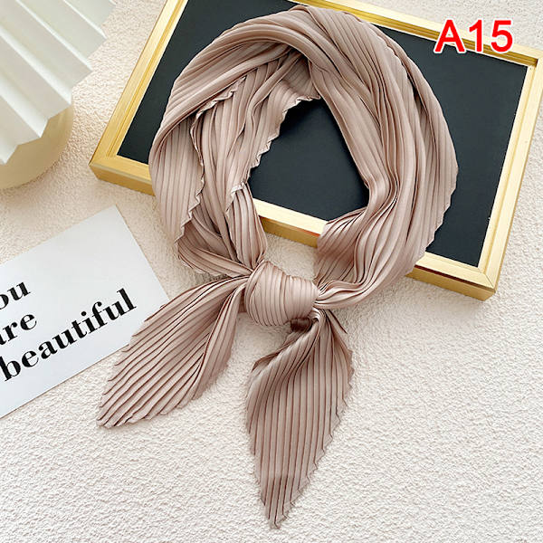 Laskostettu satiinihuivi naisten kaulahuivi Ribbon Square Skinny A15