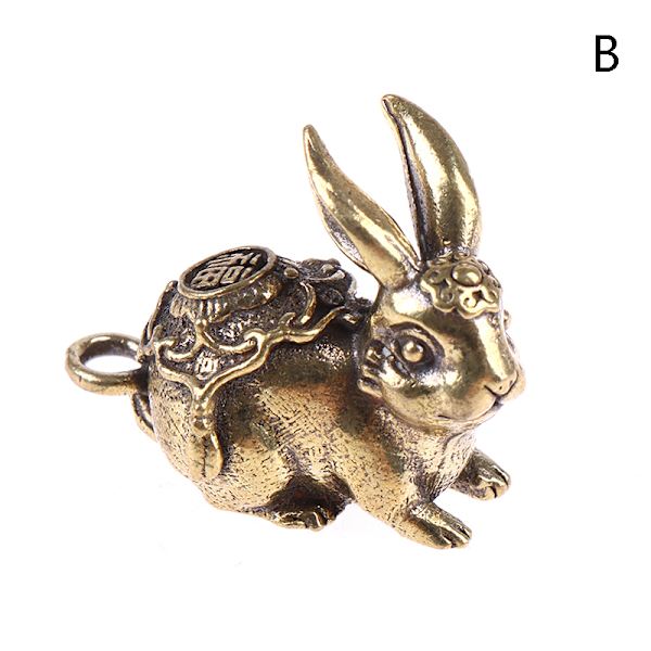 Nytår Solid kobber Zodiac Lucky Statue Ornament nøglering S