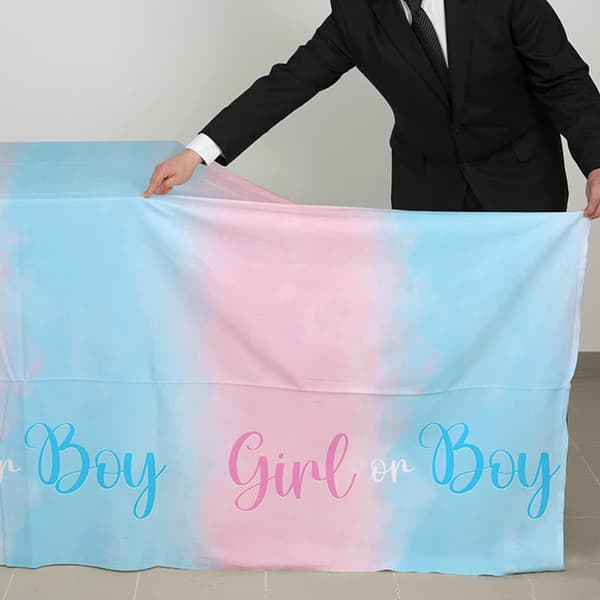 Kønsafsløring Dug - Pink & Blå Rektangulær Plastik Dug A3