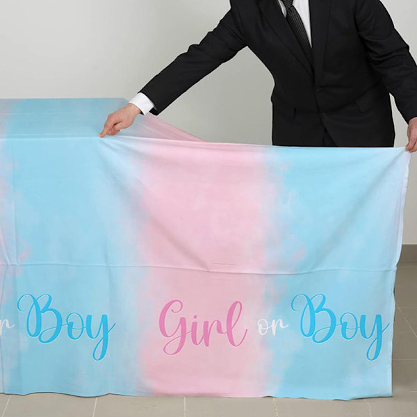 Kønsafsløring Dug - Pink & Blå Rektangulær Plastik Dug A5