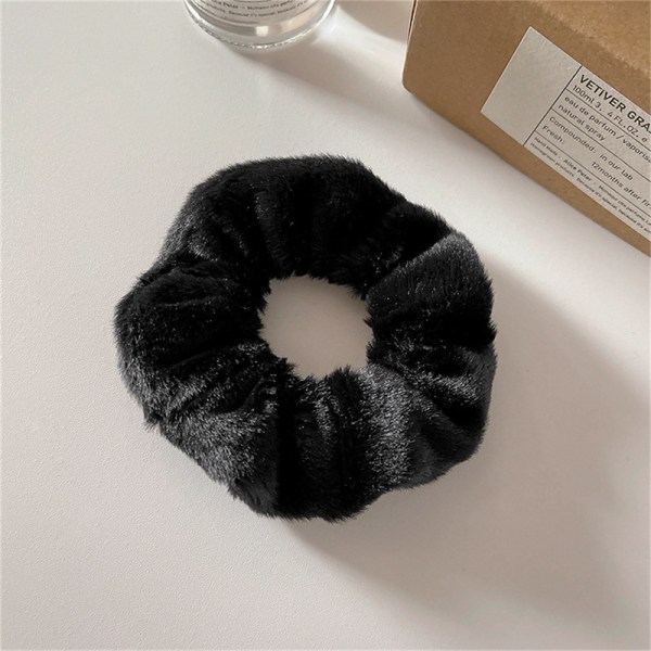 Vinter Varm mykt hår Scrunchies kvinner e Plush Elastic Multicol Black