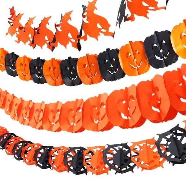 3 meter Halloween hengende girlander flaggermus gresskar spøkelser edderkopp papir spider