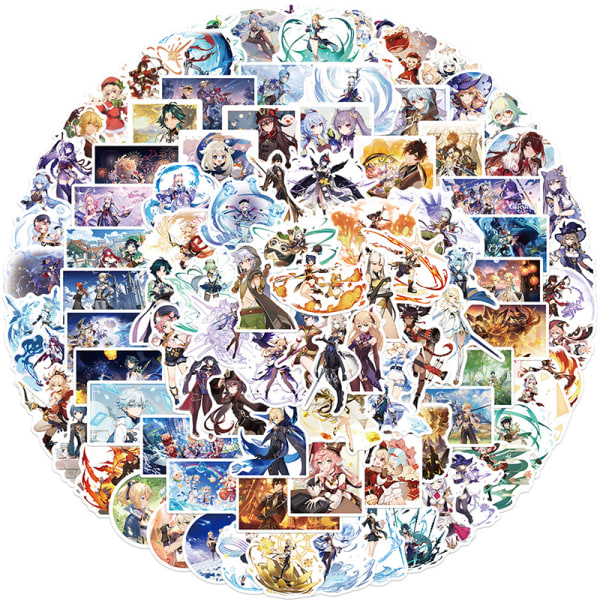 100 stk Anime Genshin Impact Game Stickers tegneserie vandtæt Ki