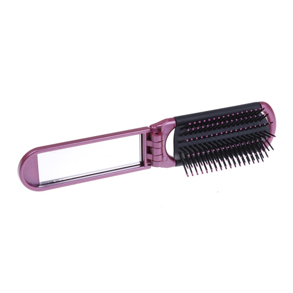 Sammenleggbar hårbørste med kompakt speillomme Purple