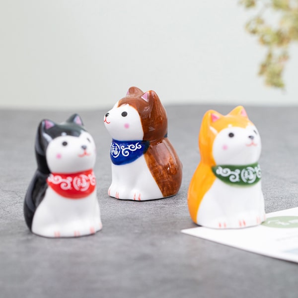 Keramisk Shiba Inu Hundestatue Crafts Lucky Charm Fortune Orname Brown