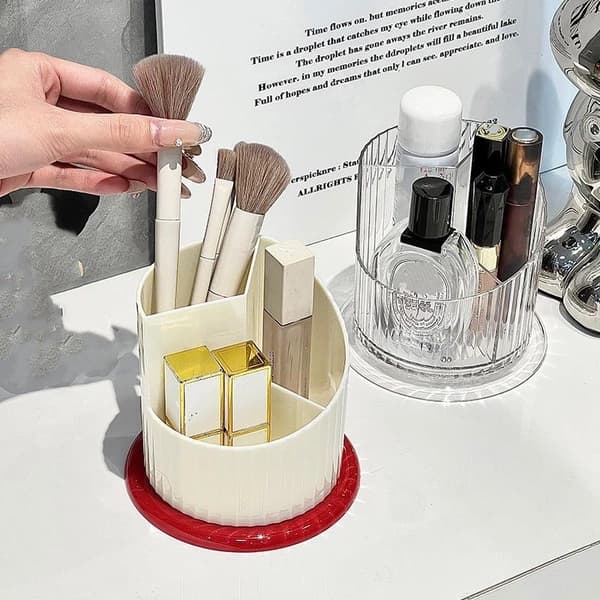 Klar 360 graders roterende makeup-organizer med 3 rum til badeværelset A1