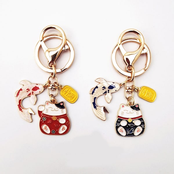 e Avaimenperä Lucky Cat Fish avaimenperä Creative Koi Cat Paw avaimenperä B