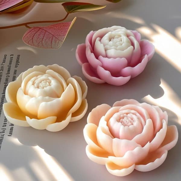 3D Peonblomster Silikonform For Stearinlys Leire Gips Og Såpe B