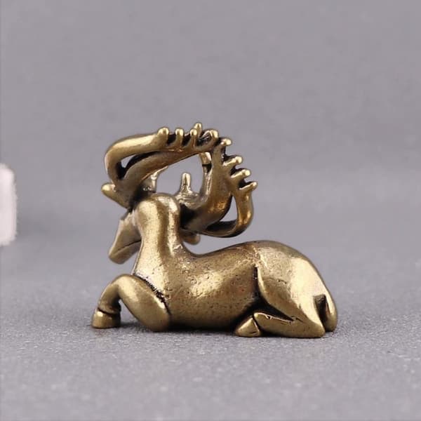 Älgfigurer i massiv mässing Retro Djur Älg Liten Staty Skrivbord