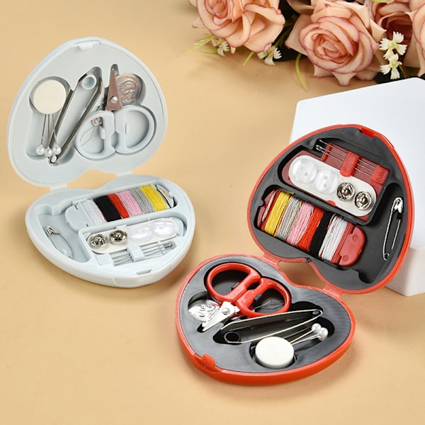 1 boks mini syboks Husholdningsknapp saksestift Oppbevaringsboks T Red Heart-shaped