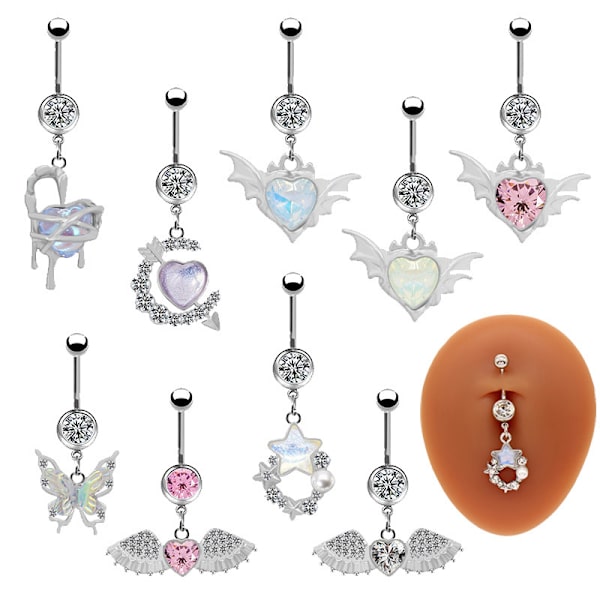 Mode sommerfugl navle ring hjerte zirkon navle ringe Bo 7
