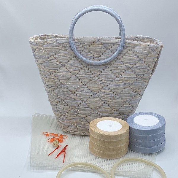 Bucket Bag Ylimääräinen neulonta ja kudonta mesh White 38cm