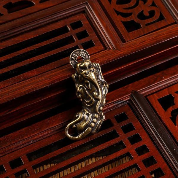 Kobber Mythisk Væsen Pixiu Miniature Figurer Ornamenter Messing A2