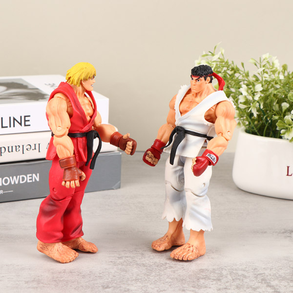 Street Fighter Anime Figur PVC Legetøj Stående Hoshi Ryu Ken White