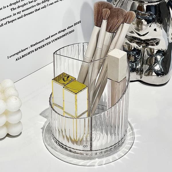 Klar 360 graders roterende makeup-organizer med 3 rum til badeværelset A1