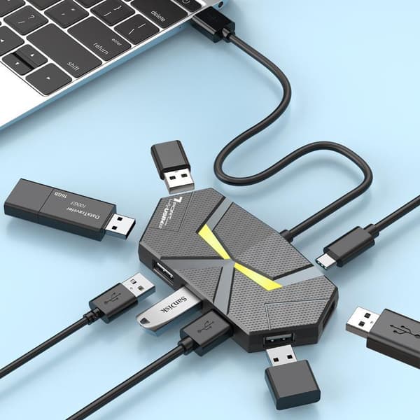 7-ports USB 3.0-hub til højhastighedsdataoverførsel, velegnet til bærbar computer A1