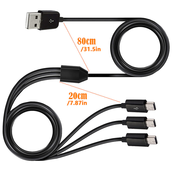 1M 3 i 1 USB A han 1 til 3 USB 5pin mini usb dataoplader Y Sp
