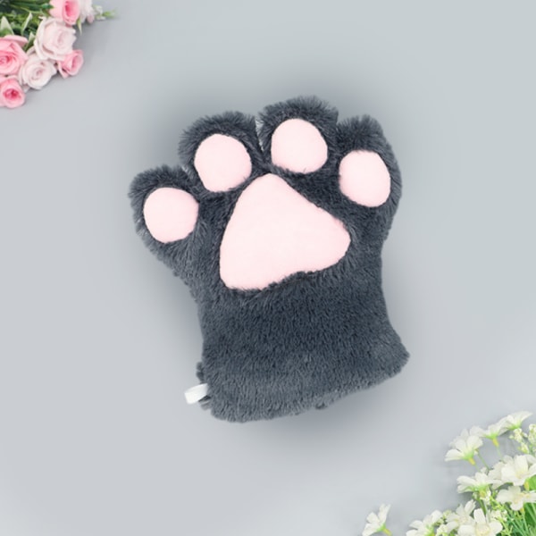 e Cat Paw Cat Paw Gloves Tykkede Fluffy Cat Paw Split Finger Dark gray one