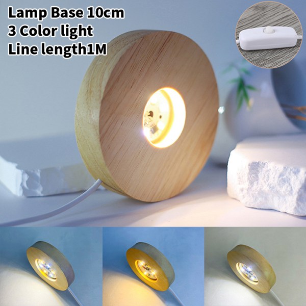 10cm Träljusbas Trä LED-ljus Roterande Display Stativ La 10cm Multicolor 1M