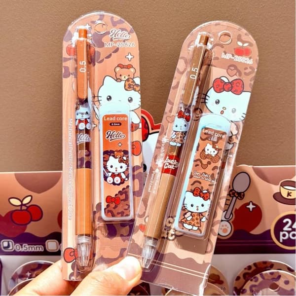 1/4/24 st Kawaii tecknad leopardmönstrad Hello Kitty mekanisk P A1