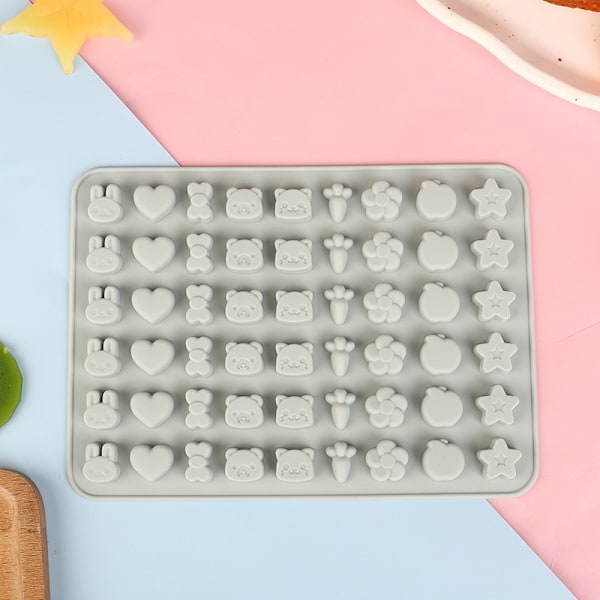 54 håligheter frukt djur silikonform DIY choklad isbit T Pink