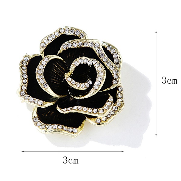 Mode Rhinestone Camellia Flower Emalje Broche Kvinde Lapel