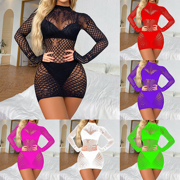 Sexiga underkläder Backless Net kläder Kjol Underkläder Kostym Red