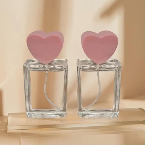 25 ml tomma parfymsprayflaskor i glas med hjärtformat lock, påfyllningsbara 25ML