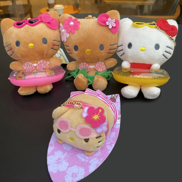 Kawaii Plush Toys nøkkelring og Hawaiian Swim Ring nøkkelring Backpa C