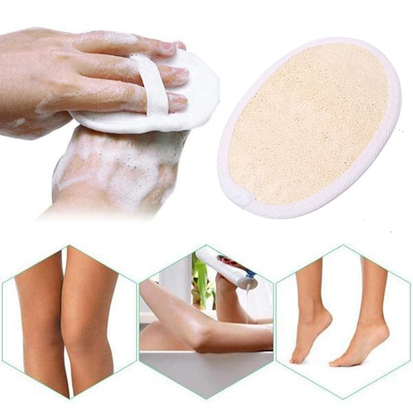 Naturlig Luffa Svamp Eksfolierende Badehandsker Disk Pad Ansigts C Beige