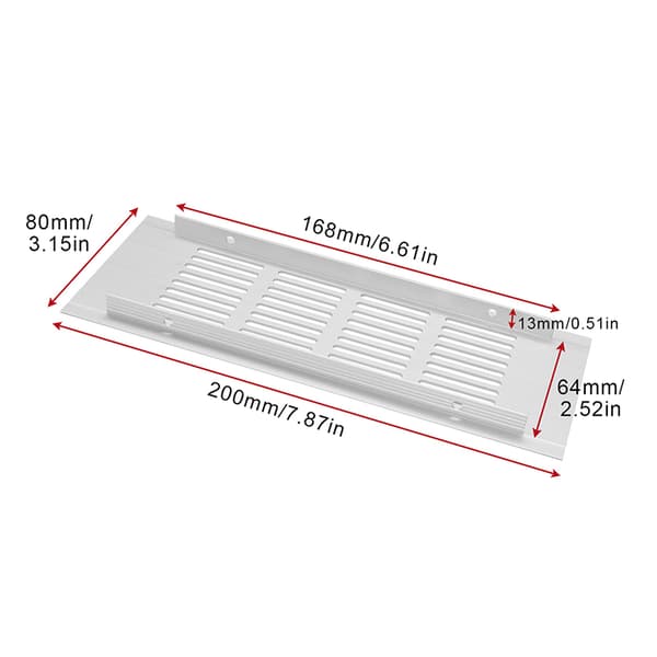 Ventilationsgaller i aluminiumlegering med lameller för skåp Silver S