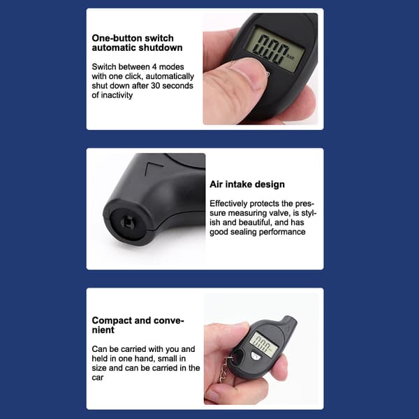 Mini Dæktryksmåler Digital LCD-display Bil Dæktrykstester 1pcs
