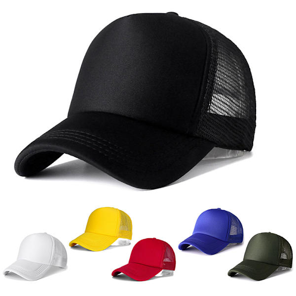 1 STK Unisex-lue Casual Baseball-hette i vanlig netting Black