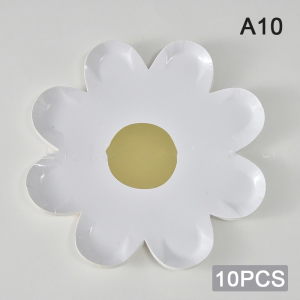 10 stk Small Daisy Picnic Service Engangs Blomster Middag Pla A10