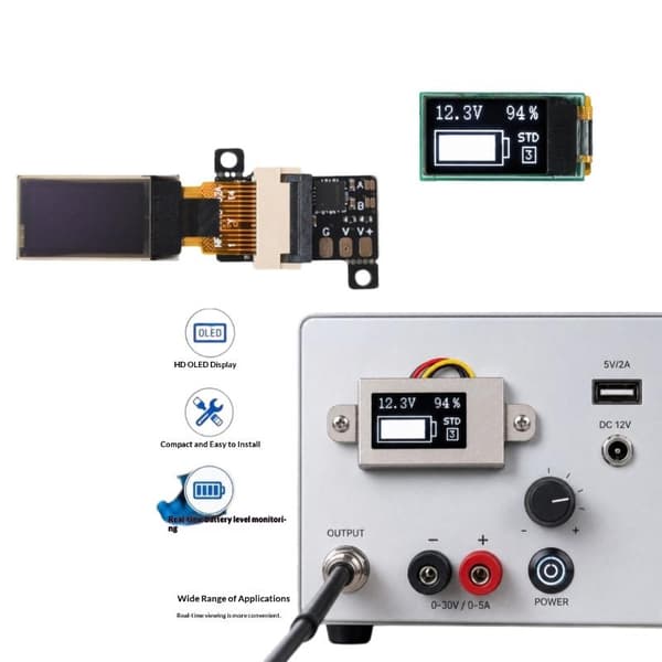 1 stk DC 0-30V ultratynd digital voltmeter og batterimåler 0,5- A