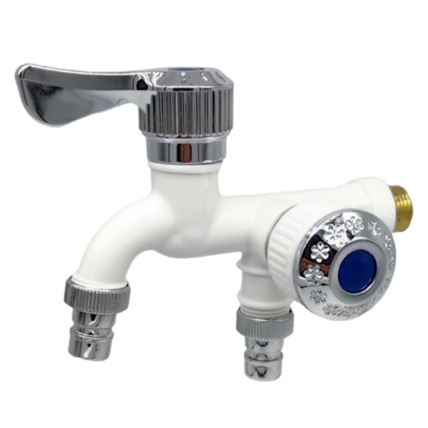 Dubbelkontroll Dubbel utlopp Vattenkran 1/2" Universal Interface P white