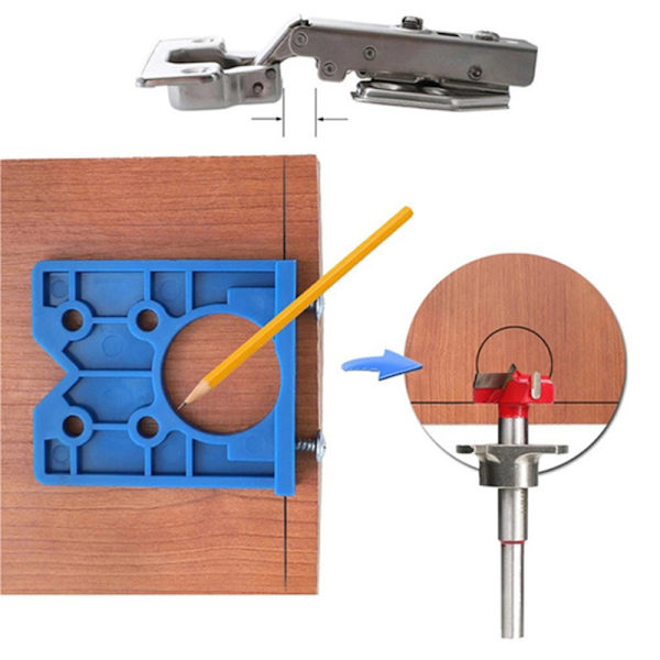 35 mm Hængselboring Jig Skjult Guide Hængselhulsboring Silver