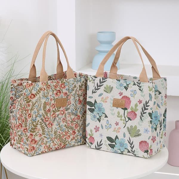 Blomstret Vævet Mulepose Med Vintage Broderi Robuste Håndtag La