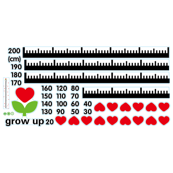 hjärta väggdekal baby tillväxt diagram under havsdjur höjd mig 60cmx30cm