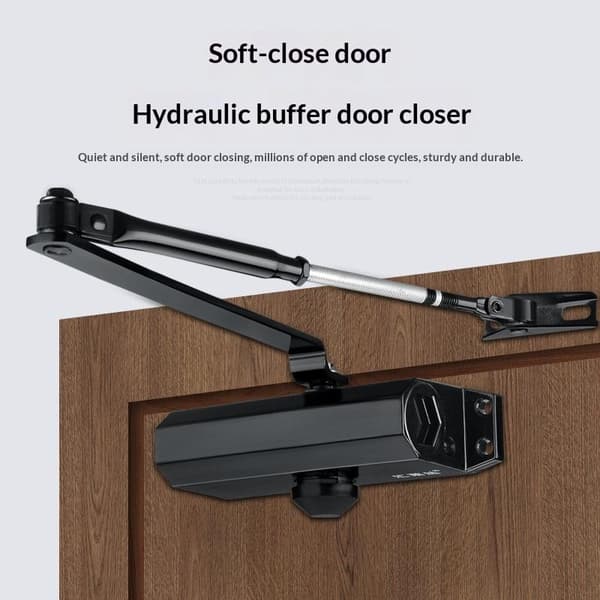 Automatisk dörrstängare i aluminiumlegering, justerbar hastighet, tyst drift Black Upgraded M