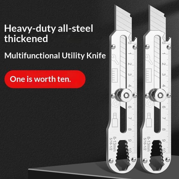 Multifunktionel Utility Kniv i Rustfrit Stål, Udtrækkelig, Kraftig A1