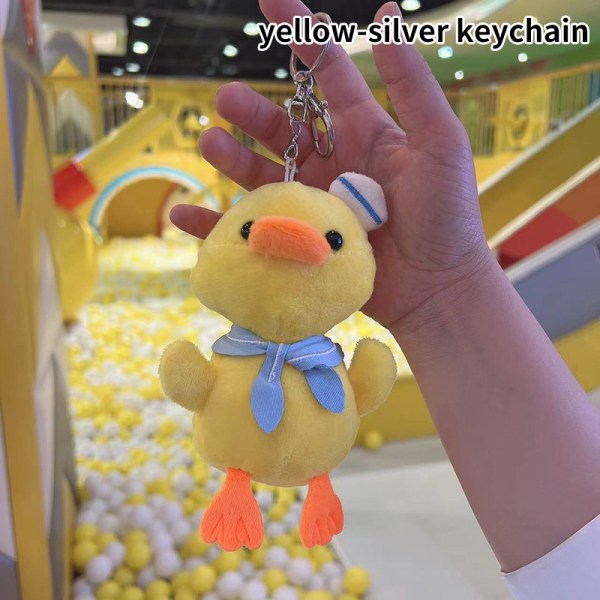 Fluffy plysbold nøglering Lille gul and håndtaske vedhæng K A4