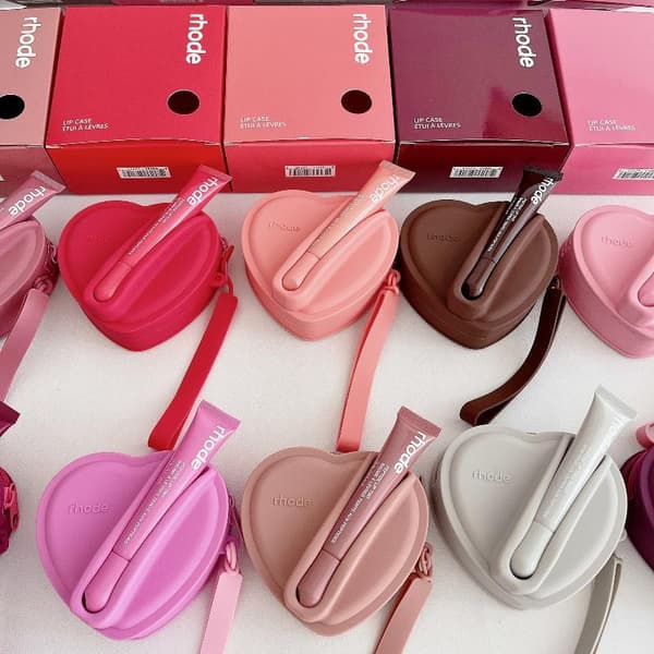 Läppstift Läppglans Silikon Kärlek Förvaringsväska Bärbar Hörlur Raspberry