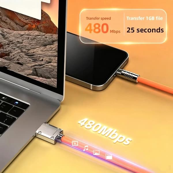 Vit USB A till Typ C Laddningskabel 120W Super Snabb Laddning T A2