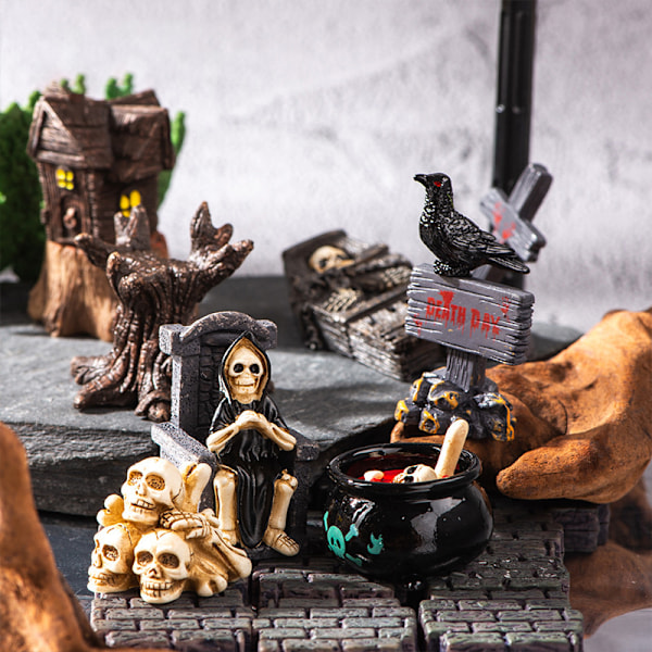 Ny Mini 3D Horror Halloween Raven Gravstein Hodeskalle Serie Resin A4